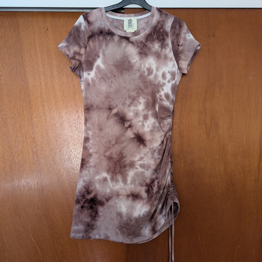 Lilis Closet Anthropologie Purple Tie Dye Boho Mini Dress Size Large